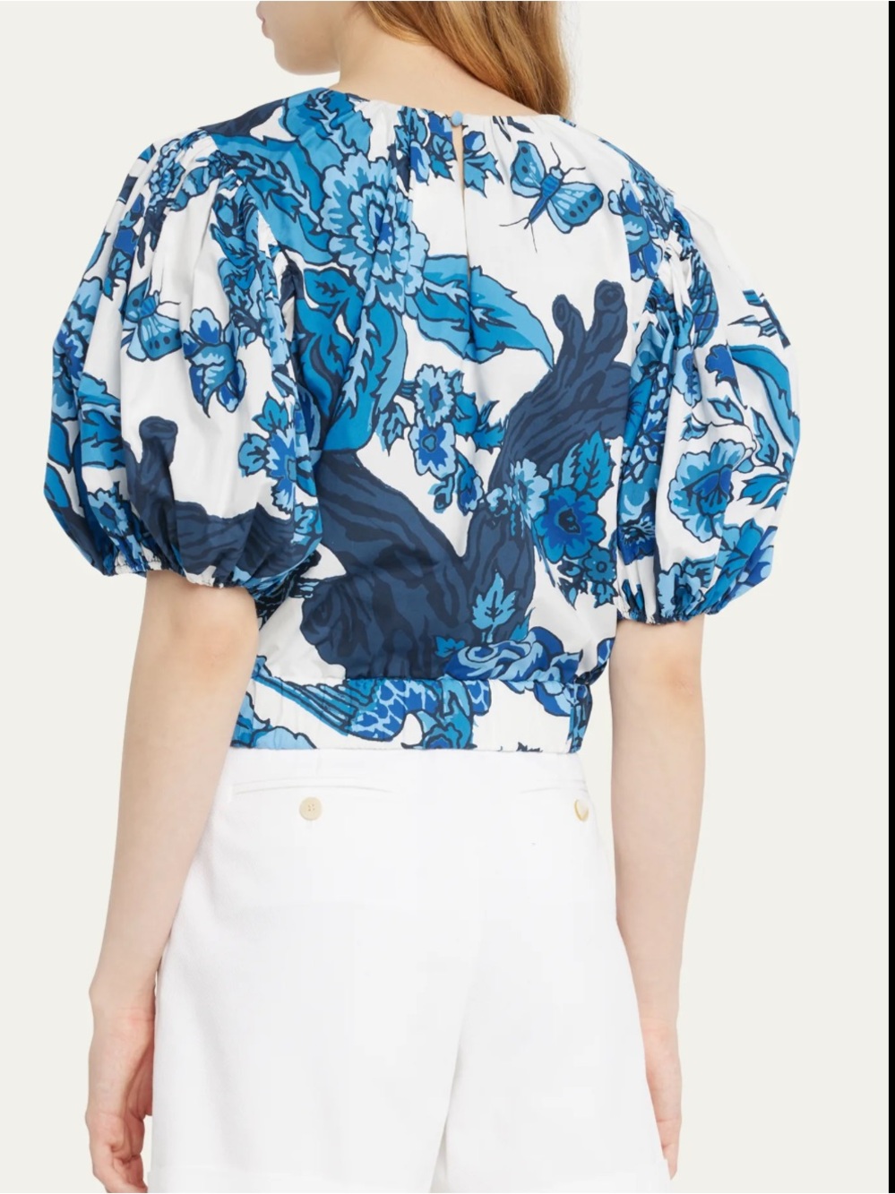 Figue Shirt - blue/white floral “Olive Printed Puff-Sleeve Top” - Picture 2 of 10